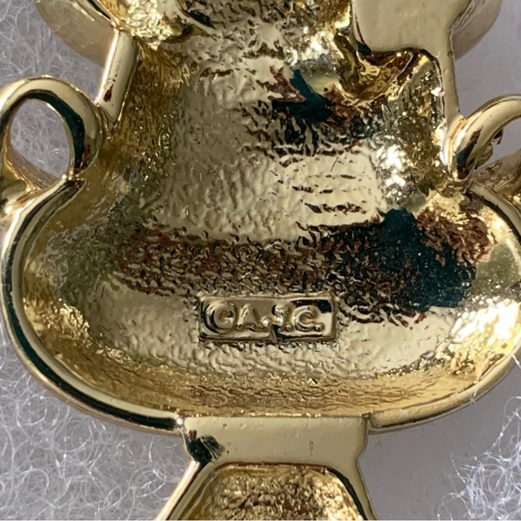 Vintage Signed AJC Champagne & Bucket Gold Tone Brooch Pin - Picture 4 of 9